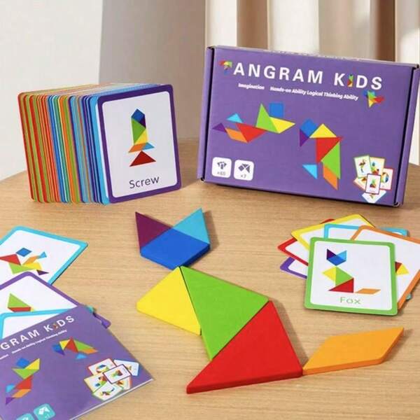 2025 Nieuw houten kleurrijk tangrampuzzelbord, educatief speelgoed voor de ontwikkeling van intelligentie, cijfers, letters, geometrische vormen, geheugen, logisch denkvermogen en redeneervermogen - Vakantiecadeau - Verjaardagscadeau - Cadeau