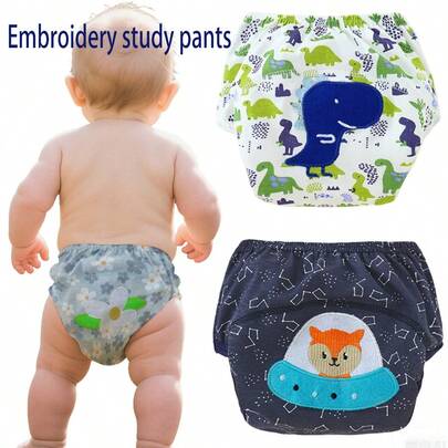 3 件套可爱儿童可重复使用训练内裤，男孩和女孩如厕训练裤，防水透气