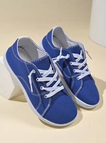 Damen Segeltuch Sneaker in Große Größen, Lässig sportschuhe, bequemer weiter Zehbereich, geeignet für tägliche Lässig und Sport, EU Größe 36-45