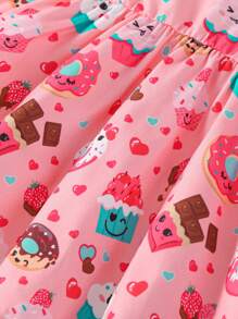 Baby Girl Summer Sleeveless Donut Printed Sweet Resort Style Dress