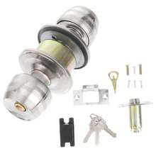 Cerradura Chapa De Perilla De Cromo Acabado Espejo Mate De Níquel Satinado Puerta De Palanca Para Todo Tipo Puerta Madera Aluminio Corrediza de Recamara Principal Residencial Baño Cerradura Con Llave Cerrojo W3901 - Gris - Ver 4