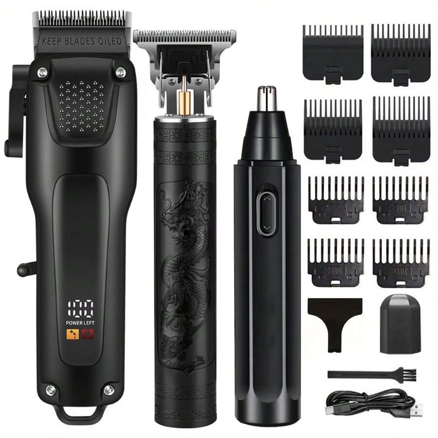Cordless Hair Clippers For Men, USB Rechargeable Men's Grooming Kit, Electric Hair Clippers & Beard Trimmer, Electric Men's Shaver Set, USB Rechargeable, Ideal Holiday Gift,Battery Capacity: 1500mAh+600mAh+100mAh
