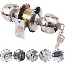 Cerradura Chapa De Perilla De Cromo Acabado Espejo Mate De Níquel Satinado Puerta De Palanca Para Todo Tipo Puerta Madera Aluminio Corrediza de Recamara Principal Residencial Baño Cerradura Con Llave Cerrojo W3901 - Gris - Ver 10