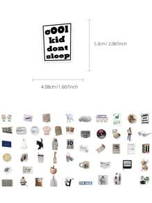 57pcs Vintage Decorative Stickers Laptop Handbook Phone Case Decorative Decals,School Supplies,Back To School