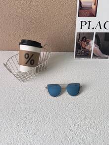 1pc Ultralight Children's Glasses, Comfortable For Boys & Girls, Fashionable Eyewear For Photo Shoot, Party, Cycling, Travel, Sports, Polygon Frames, Metal Dual Bridge Glasses - Children's - View 7