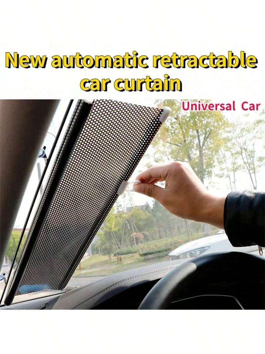 1pc Car Auto Roll-Up Sunshade, Auto-Retractable Thermal Insulation Car Window Curtain