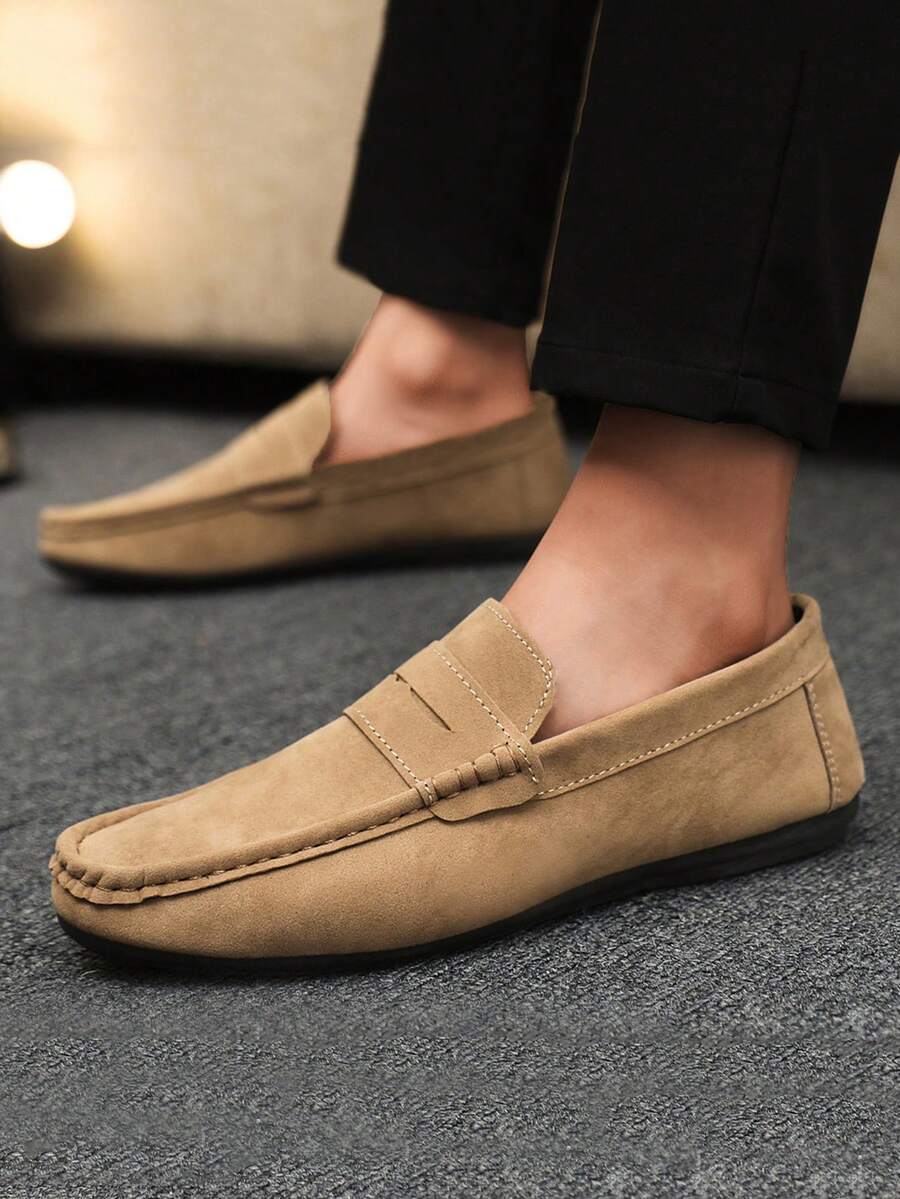Men's Loafers Casual Shoes Versatile New Penny Loafers Slip-On Boat Shoes Flat Shoes Men's Canvas Flat Shoes Business Formal Shoes (Run Small, Suggest Ordering One Size Up)