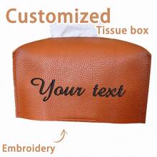 1pc Customizable Embroidered Text/Phrase/Name Tissue Box Cover, Fashionable Minimalist Design, Durable & Practical Tissue Paper Holder