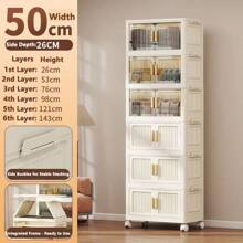 Folding Multilayer Storage Cabinet, Living Room Snacks Toys Organizer Shelf, Home Storage Wardrobe Closet