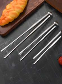 3 pièces Pince à baguettes en acier inoxydable, pince à baguettes en acier inoxydable style coréen 304, pince à glace à longue dent de scie, pince à barbecue, pince à glace, pince à aliments pour barbecue maison, pince à pain, pince à grille, cuisine, cadeau de Noël
