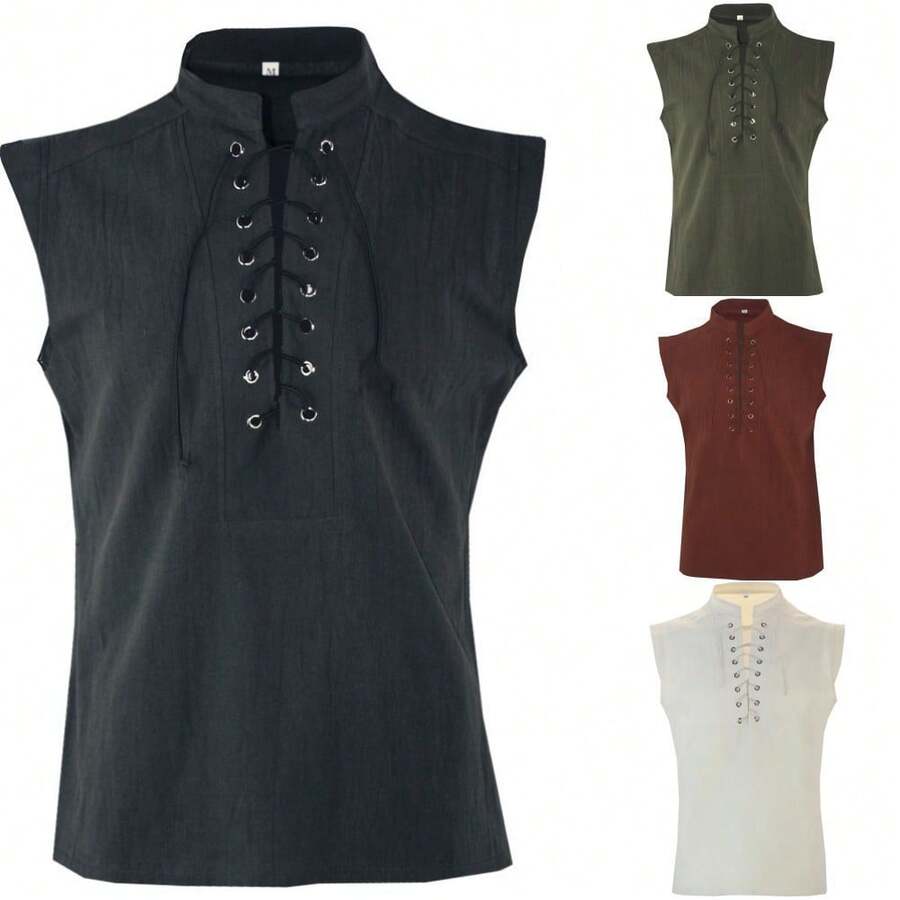 全新男士中世纪服装复古男士短背心家庭装 - 彩色 - 查看 1