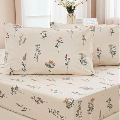 Bộ ga trải giường họa tiết hoa 3 món (1 ga trải giường + 2 vỏ gối, không bao gồm ruột gối), mềm mại và thân thiện với da, thích hợp sử dụng hàng ngày, phù hợp cho phòng ngủ trong nhà quanh năm, trang trí nhà cửa tự nhiên, ga trải giường thoáng khí.
