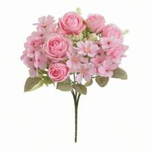 1/4 peças Buquê de Flores Artificiais Realistas, Buquês Reutilizáveis de Rosas Falsas, Crisântemos, Hortênsias com Haste, Decoração de Mesa de Sala, Arranjos Florais Artificiais, Decoração de Jardim Exterior, Decoração de Casamento Chá de Panela, Outono - Sem Recipiente