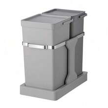 Reciclaje Bajo Fregadero - 2 Compartimentos 20L+15L - Silencioso y Suave - Asa y Anillo Removible - Dimensiones 25.5x44.5x45.7cm - Gris - Ver 4