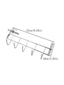 5 Hook Door Hanger Rack Silver 25.4x10x6centimeter - Multicolor - View 3