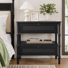 Rattan Nightstand With Charging Station,Wide Night Stand With Turned Legs,Bedside Table With Drawers,BlackRNEVE Rattan Nightstand With Charging Station,Wide Night Stand With Turned Legs,Bedside Table With Drawers,BlackO Rattan Nightstand With Charging Station,Wide Night Stand With Turned Legs,Bedside Table With Drawers,BlackRNEVE Rattan Nightstand With Charging Station,Wide Night Stand With Turned Legs,Bedside Table With Drawers,Black - Black - View 9