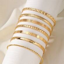 7pcs Women's Casual Daily Cuff Bracelet Set, Summer - Yellow Gold - View 3
