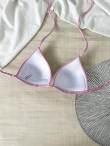 1pc Pink Striped Casual Camisole Top, Versatile - Pink - View 3