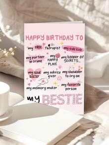 1 pièce Carte d'anniversaire amusante pour femmes, sœur ou meilleure amie - Carte d'amitié humoristique, cadeau d'anniversaire mignon pour la meilleure amie, nièce ou sœur de l'âme - multicolore - Voir 4