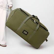 1pc Extra Large Canvas Travel Bag With Wheels, Super Sized Foldable Wheeled Luggage, Giant Airplane Check-In Bag, Oversized Folding Wheeled Moving Tote, Quality Canvas Material, Dual Zipper, Side Handle, Separate ID Pocket - Suitable For Work Trips, Study Abroad, Moving House, Travel, Outdoor Adventure, Camping, Storing Winter Clothes & Bedding