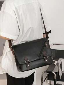 Stylish Envelope Shoulder Bag - Cross-Body Sling Bag For Men - PU Leather, Business Casual, All-Match, Spacious Interior, Adjustable Strap, And Durable Design Graduation School Supplies