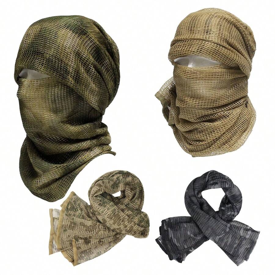 1 Pc Tactical Scarf Camouflage Netting Sniper Veil Men Sports Camo Gun Wrap For Hunting Shooting Wargame Wild Photography Military Outdoor Activities - Multicolor - View 1