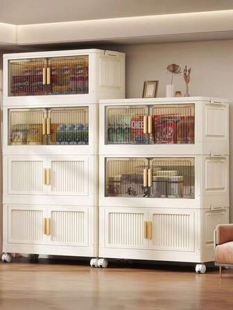 Vikbart flerlagers förvaringsskåp, Snacks i vardagsrummet Leksaker Organizer Hylla, Hemma förvaring Garderob garderob