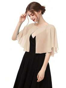 1pc Fashion Lightweight Summer Sheer Chiffon Bridal Elegant Bolero Jacket With Front Button - Chiffon Cardigan Shawl - View 15