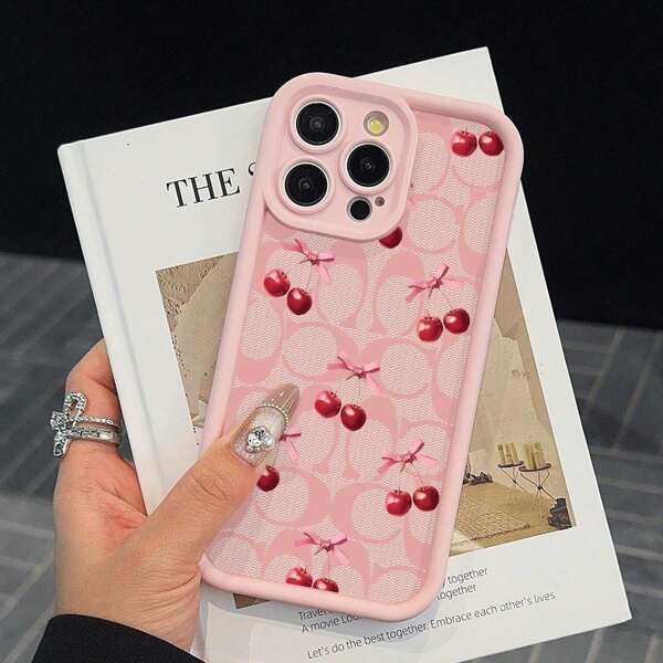 Vintage Pink Coah X Cherry Phone Case, Luxury Designer Protection For IPhone 16 15 14 12 11 X Pro Plus, Personalized Durable Accessories For Stylish Phone Users