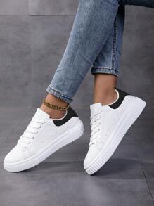 scarpi sportivi casual con lacci da donna, punta tonda, basse, traspiranti, stile campus, polivalenti, leggere, scarpe da skateboard casual con lacci