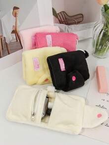 Cute Plush Kawaii Cartoon Plush Bluetooth Headset Protective Cover Girl Design Small Wallet Wireless Earphone Cases With With Keychain Compact Coin Pouch & Card Holder With Keychain, - Multicolor - View 4