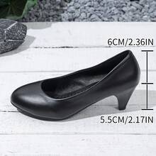 Damen Einfarbige High Heels, formelle Etikette professionelle High Heels, Flache Bürokleidung vielseitig bequeme schwarze High Heels - Schwarz - Übersicht 7
