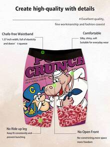 DOKER Cueca boxer masculina com tecido elástico de fibra de poliéster, estampa com posicionamento de alimentos, macia e suave para a pele, secagem rápida e respirável, shorts esportivos e de lazer masculinos, presentes divertidos, presentes de Natal - Multicolorido - Ver 4