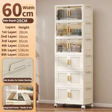 Folding Multilayer Storage Cabinet, Living Room Snacks Toys Organizer Shelf, Home Storage Wardrobe Closet