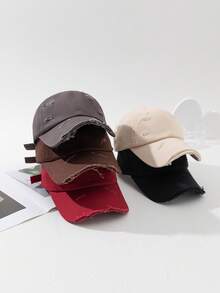 1pc Washed Distressed Casual Baseball Cap, Suitable For Everyday Wear And Travel - Dark Grey - View 4