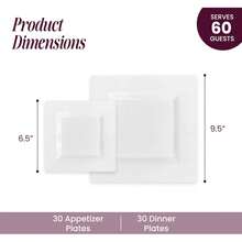 White Square Disposable Plates - Heavy Duty Plastic Party Plates For Christmas, Thanksgiving - SQUARE - View 8