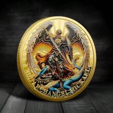 1pc Commemorative Coin With Anubis Jackal Head Design, Ancient Egyptian Death God Memorial Coin, Pyramid Coin, Hero Memorial Coin, Guardian Angel Memorial Coin, Knight Memorial Coin