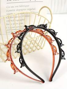 2pcs Woven Hairbands & Bangs Clips Hair Accessories, Multi-Layer Hollow Headband & Hair Clips Top Clips