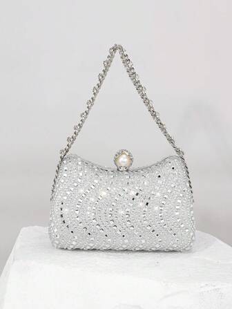 Fashionable European And American Style Diamond & Rhinestone Handbag, High-End Evening Clutch, Summer Beach Bag, Vacation/Holiday