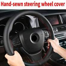 Funda para volante hecha a mano de 15 pulgadas/38 cm, protector de volante de cuero transpirable y antideslizante para DIY, funda para volante de coche, incluye aguja e hilo, accesorio decorativo de modificación, se ajusta a la mayoría de los vehículos - Unitalla - Ver 2