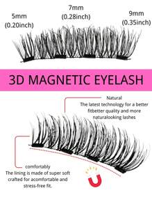 Femgxiu 1 Set 4pcs Magnetic Eyeliner & Magnetic Eyelash Kit - Natural Looking Reusable False Magnetic Fox Eye Lashes Enhance & Elongate Lashes, 3D Curly & Fluffy No Glue Comfortable WearEyelashes With Strong Magnet, 5-11mm Faux Mink Lashes For Everyday Wear, Waterproof,Reusable, Waterproof, Party, Date