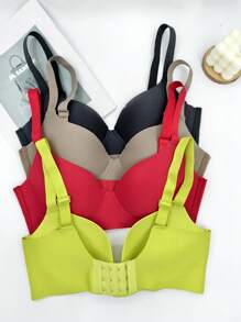 4 Stücke/Set Damen Volldeckende Drahtlose Büstenhalter mit Frontverschluss, atmungsaktive dünne Bralettes Durchhängeschutz Liftendes BH-Set