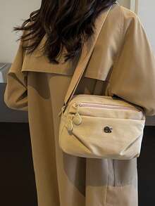 Multi-Layer Small Cloth Bag, Women's Crossbody Bag, Fashion Casual Nylon Lightweight Large Capacity Women's Shoulder Bag, Suitable For Work, Commuting, Daily Outings, Shopping And Dates - Khaki - View 4