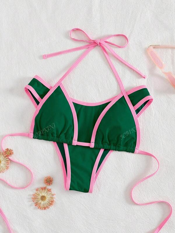New Solid Color Soft Halter Tie Sexy Bikini,Women Fashion Swimsuit For Beach, Summer