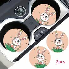 2 pièces Dessous de verre pour tasse de voiture avec motif mignon, tapis de tasse de voiture , séchage rapide et antidérapant