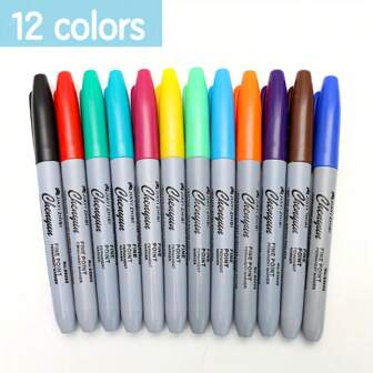 6pcs/12pcs Durable & Long Lasting Fine Tip Permanent Marker Pens - Ideal For Classroom, Office, Kitchen And More - Assorted Colors Back To School