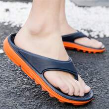 Men's Lightweight Massage Bead Sole Flip Flops, Thick Strap Comfortable Non-Slip EVA Slippers, Suitable For Men For Home, Garden, Party, Gathering And Outdoor Activities - Blue - View 8