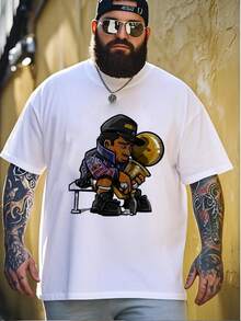 Cool Cartoon Character With Trophy T - Shirt, 100% Cotton With 220g Weight, For A Stylish Look - White - View 1