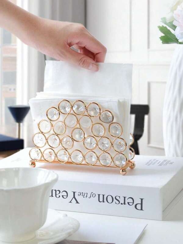 1pc Crystal Napkin Holders,Napkin Storage Box Mail Letter Card Holder For Paper Napkins Modem Tissue Dispenser For Kitchen,Bathroom, Dining Table,Backyard, Picnic
