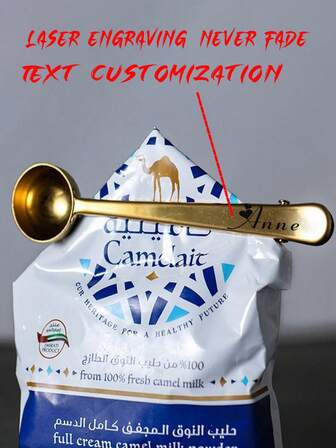 Cuchara de café de acero inoxidable personalizada 2 en 1 con clip sellado, accesorios de cocina dorado/plateado, decoración de café y espresso, clip sellado